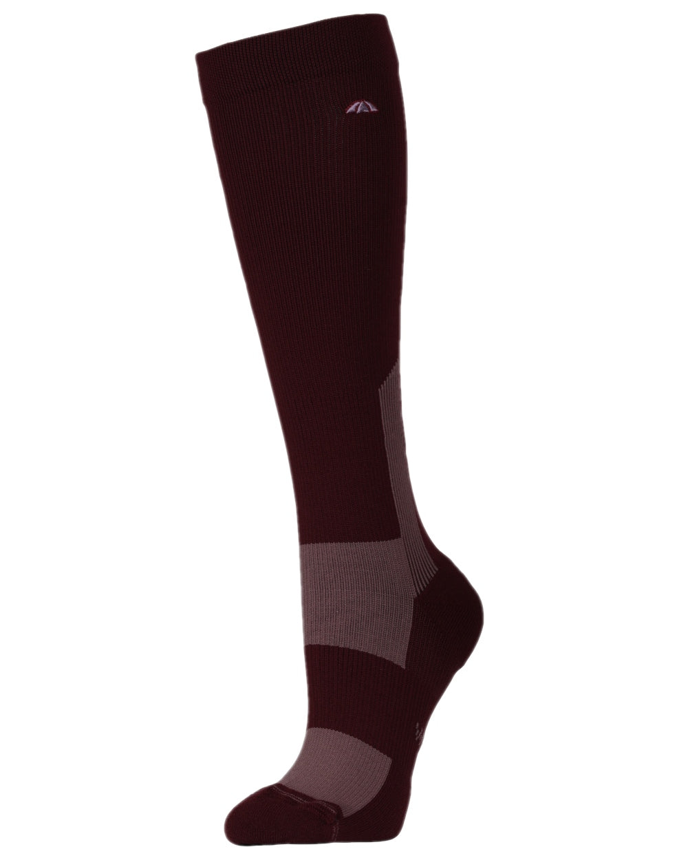 Mulberry Mauve Wine Coloured WeatherBeeta Performance Knee Length Riding Socks on white background