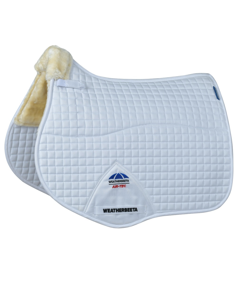 White Natural coloured WeatherBeeta Prime Air-Tec Comfy Fleece All-Purpose Saddle Pad on white background