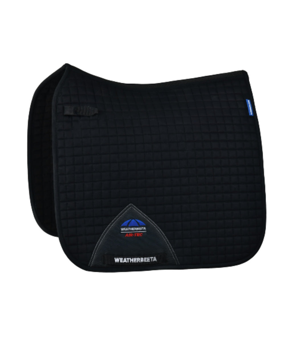 Black Coloured WeatherBeeta Prime Air-Tec Dressage Saddle Pad on white background