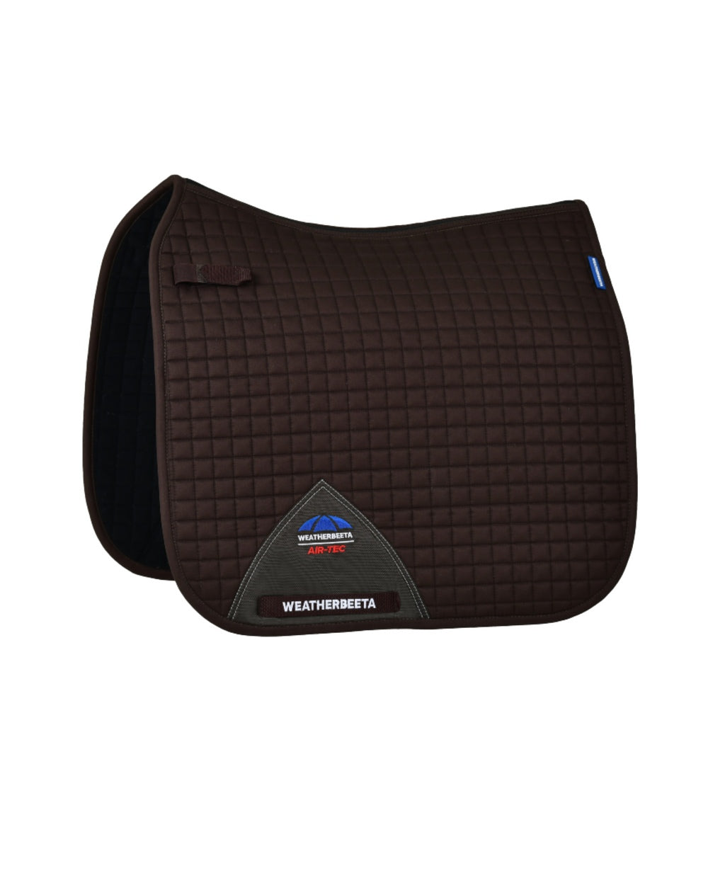 Chocolate Coloured WeatherBeeta Prime Air-Tec Dressage Saddle Pad on white background
