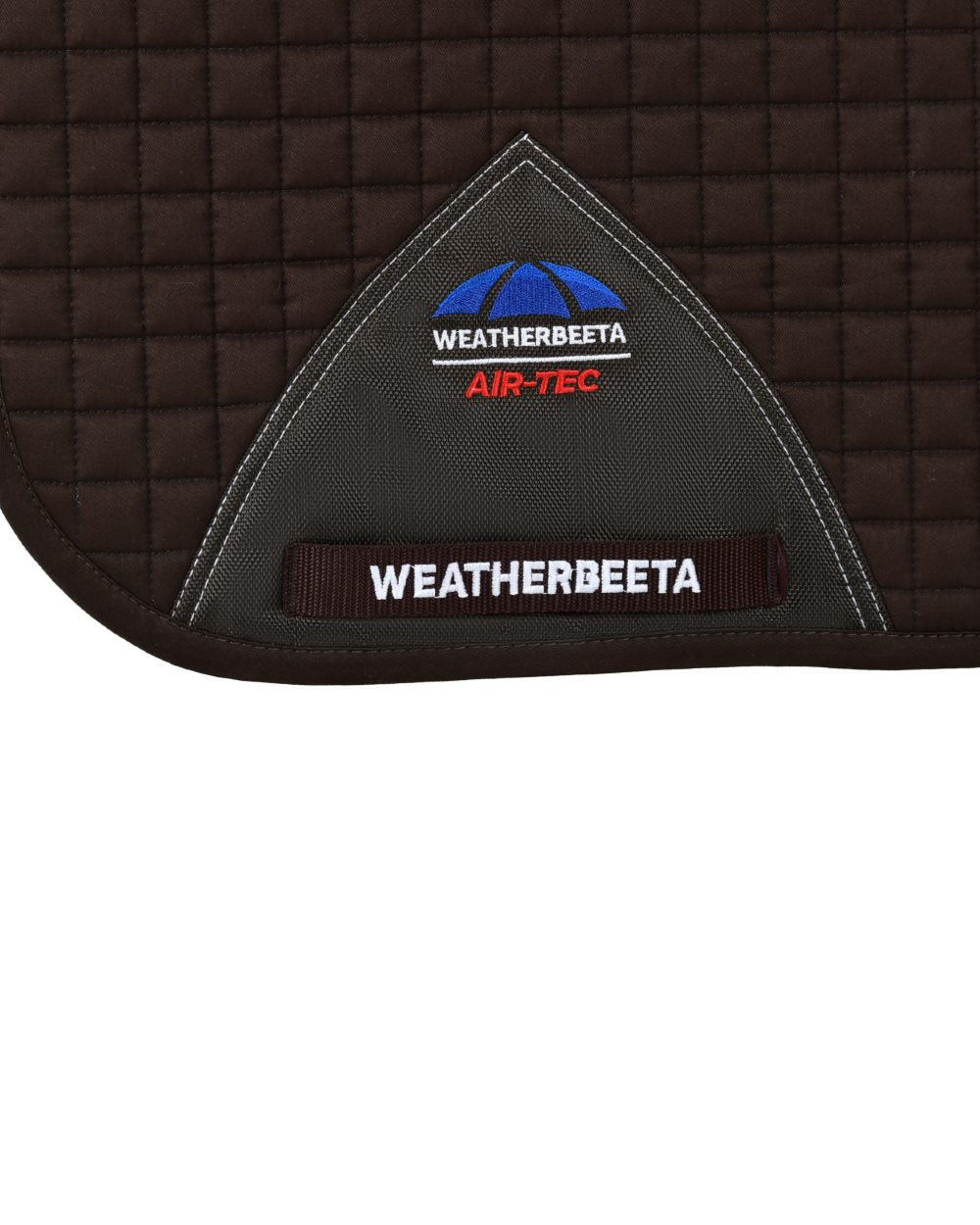 Chocolate Coloured WeatherBeeta Prime Air-Tec Dressage Saddle Pad on white background