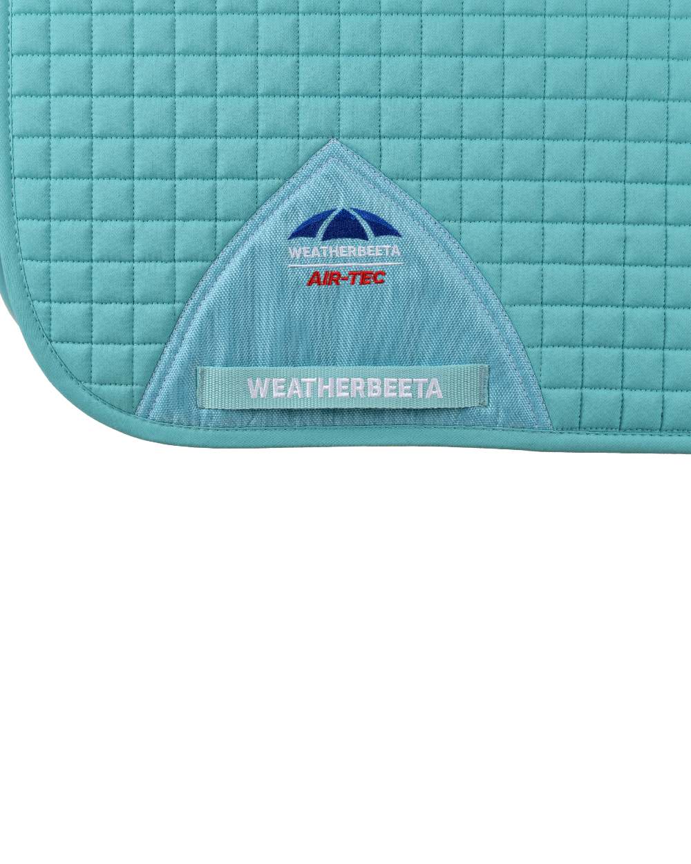 Light Aqua Coloured WeatherBeeta Prime Air-Tec Dressage Saddle Pad on white background