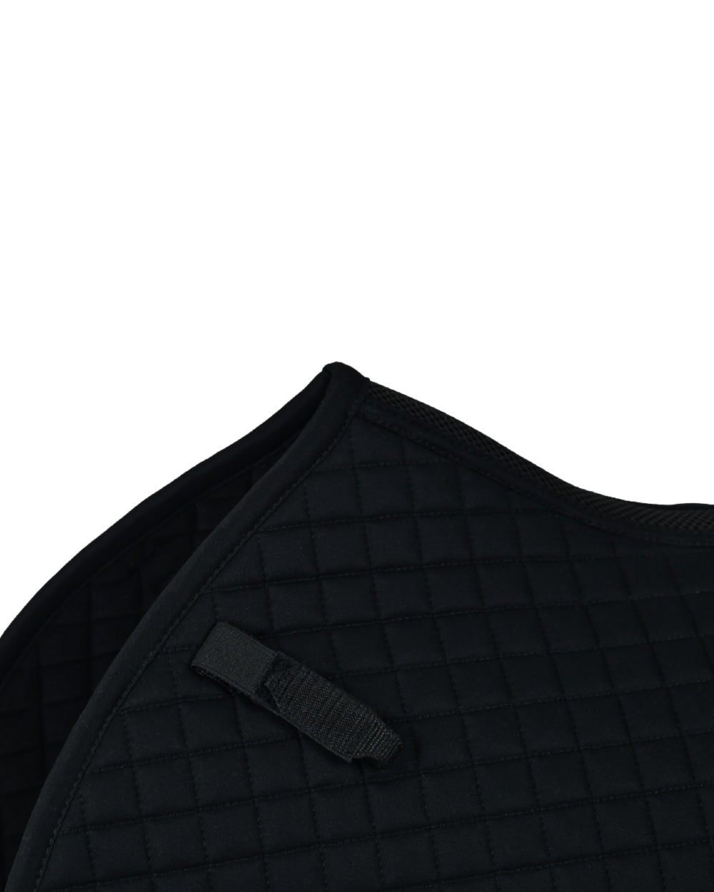 Black Coloured WeatherBeeta Prime Air-Tec Jump Shaped Saddle Pad on white background