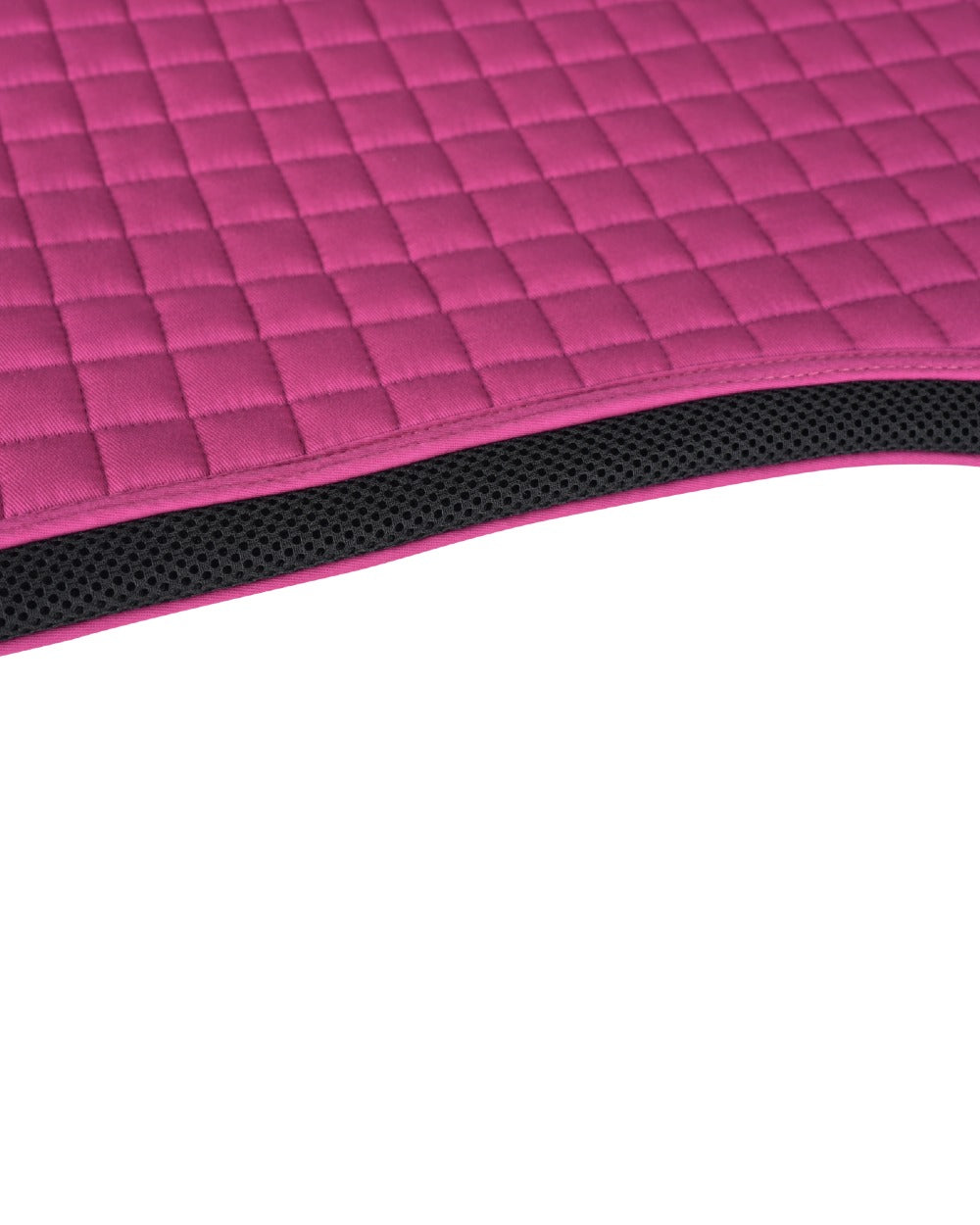 Bright Magenta Coloured WeatherBeeta Prime Air-Tec Jump Shaped Saddle Pad on white background