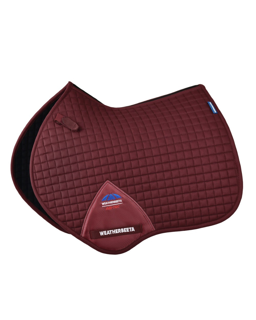 Burgundy Coloured WeatherBeeta Prime Air-Tec Jump Shaped Saddle Pad on white background
