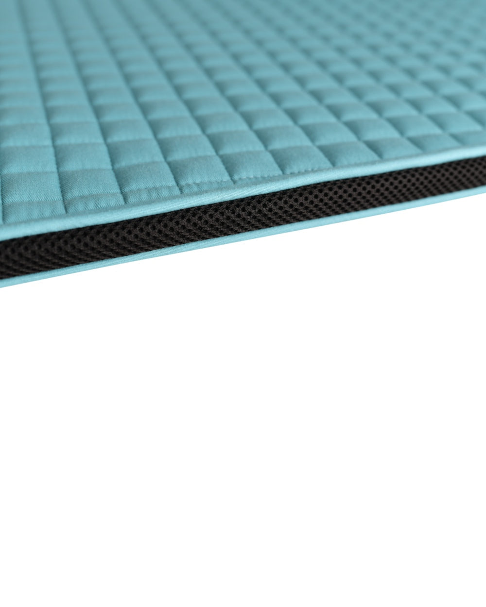 Light Aqua Coloured WeatherBeeta Prime Air-Tec Jump Shaped Saddle Pad on white background