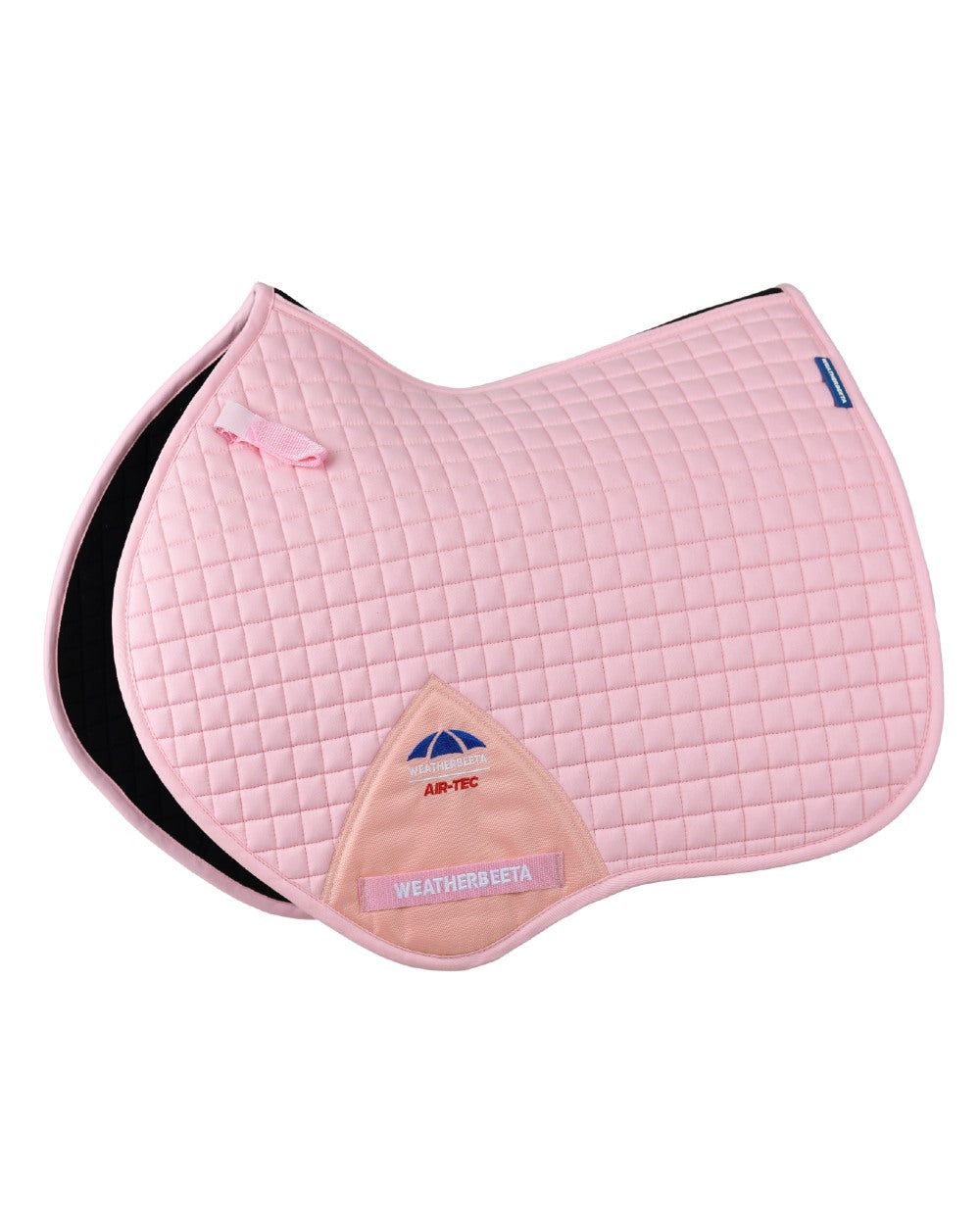 Light Pink Coloured WeatherBeeta Prime Air-Tec Jump Shaped Saddle Pad on white background