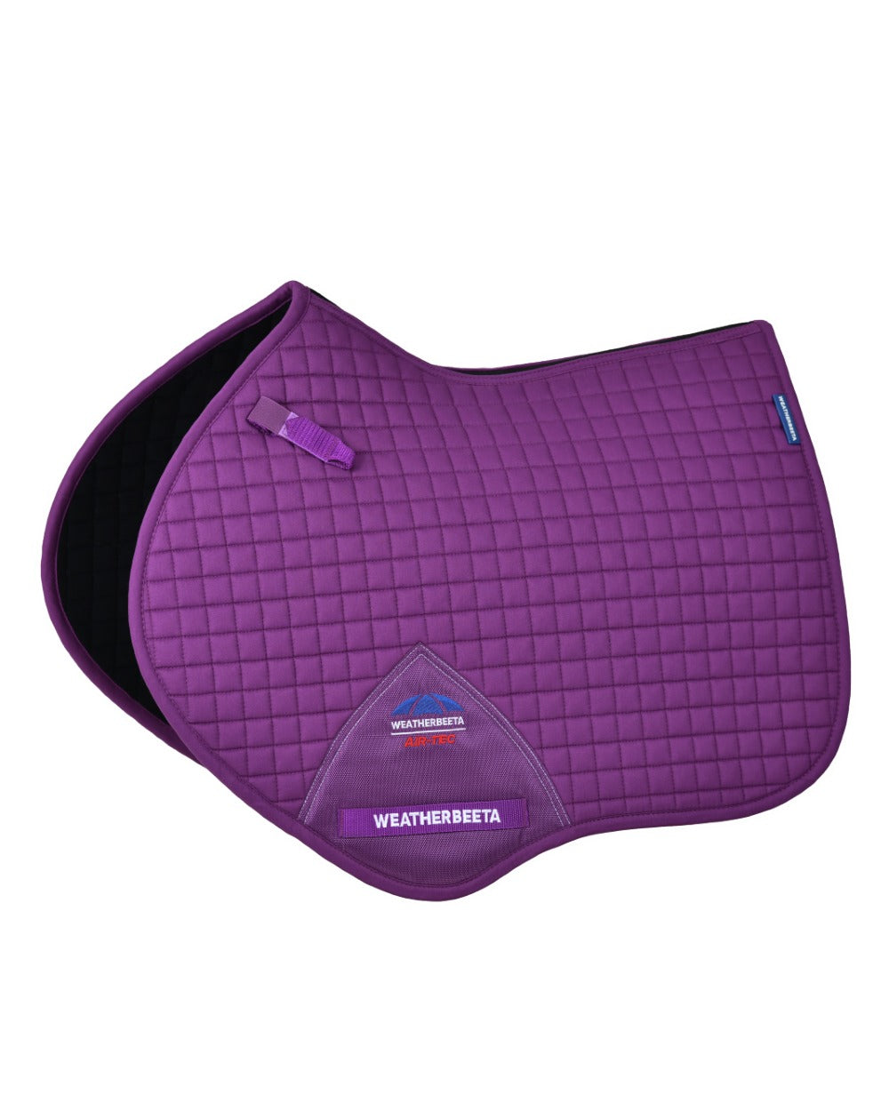 Violet Coloured WeatherBeeta Prime Air-Tec Jump Shaped Saddle Pad on white background
