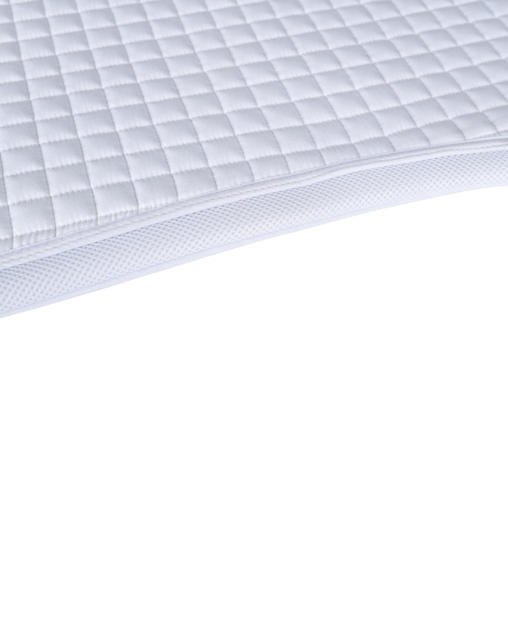 White Coloured WeatherBeeta Prime Air-Tec Jump Shaped Saddle Pad on white background