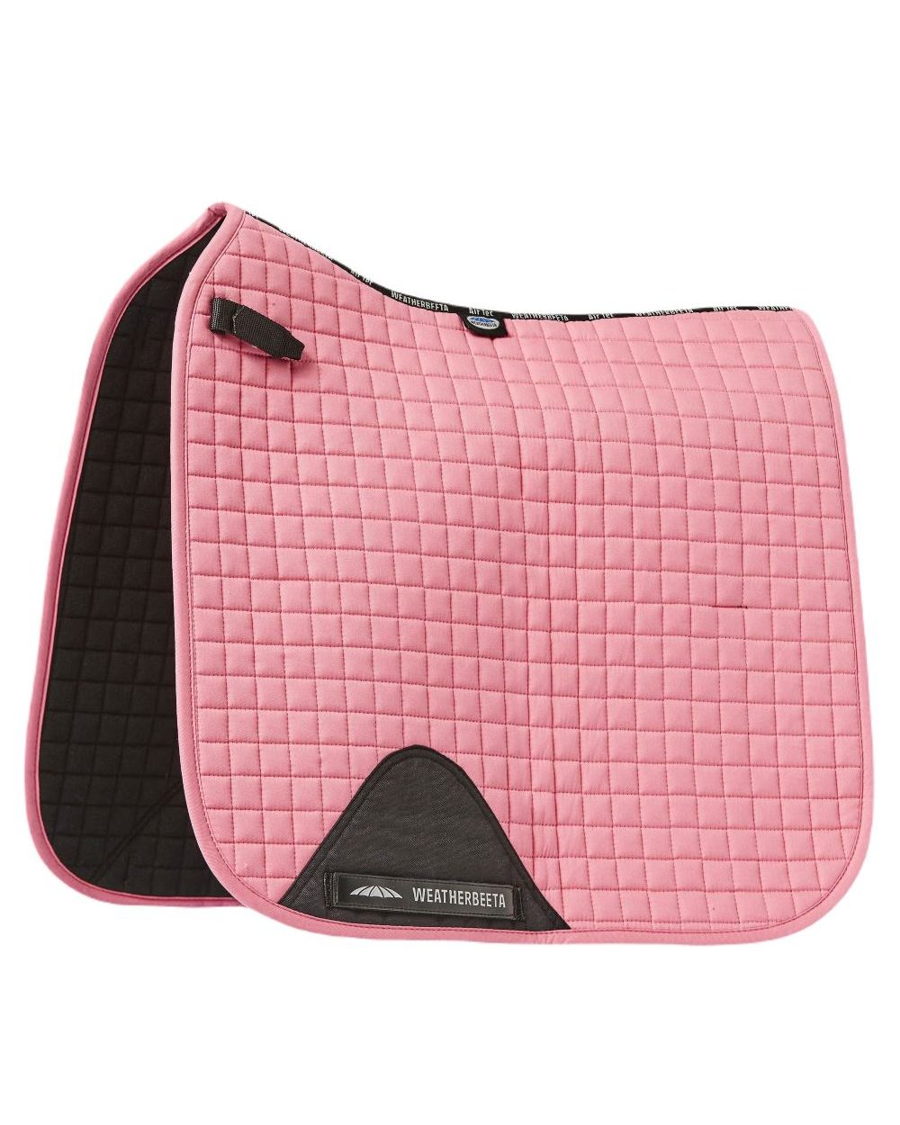 Bubblegum Pink coloured WeatherBeeta Prime Dressage Saddle Pad on white background