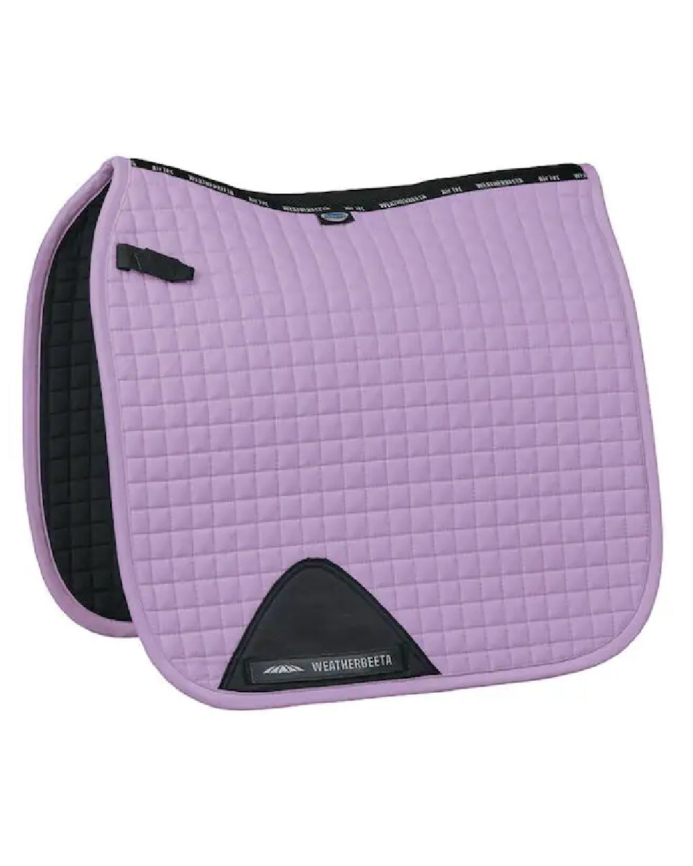 Mauve coloured WeatherBeeta Prime Dressage Saddle Pad on white background