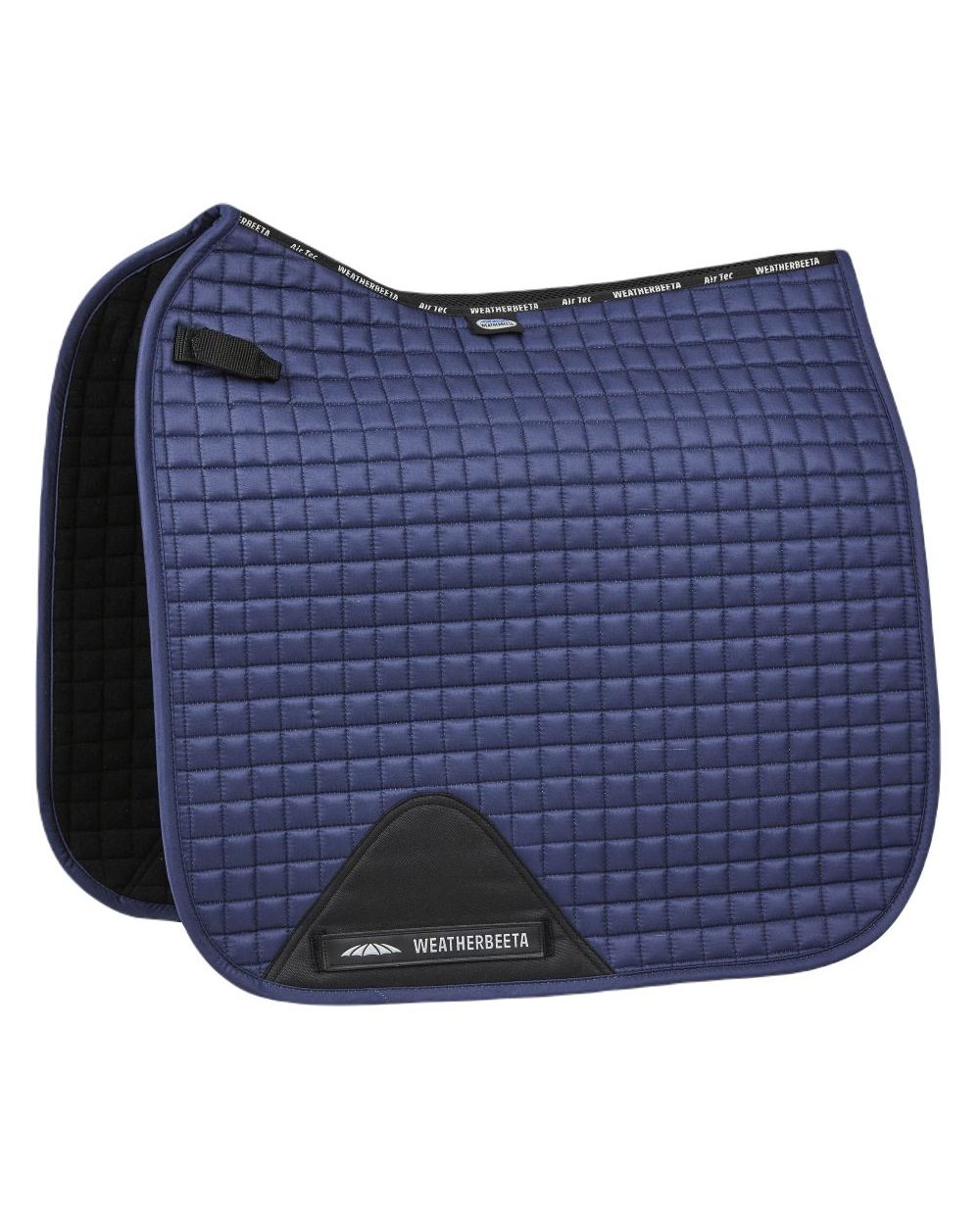 Navy coloured WeatherBeeta Prime Dressage Saddle Pad on white background