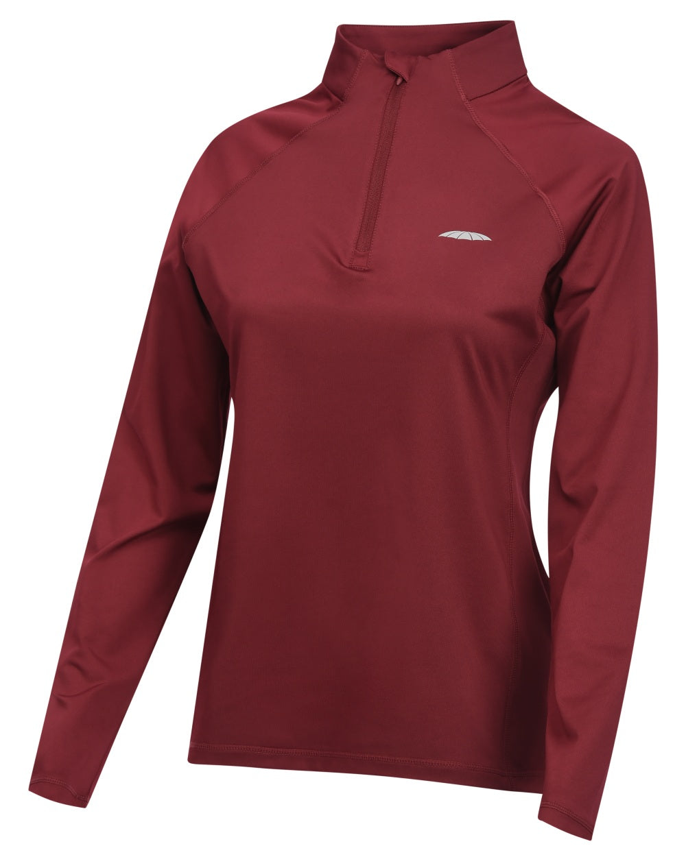Maroon coloured WeatherBeeta Prime Long Sleeve Top on white background