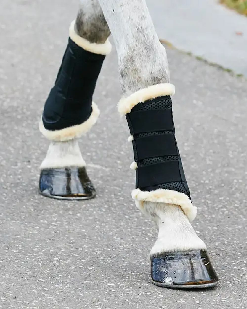 Black coloured WeatherBeeta Pure Wool Lined Exercise Boots on blurry background