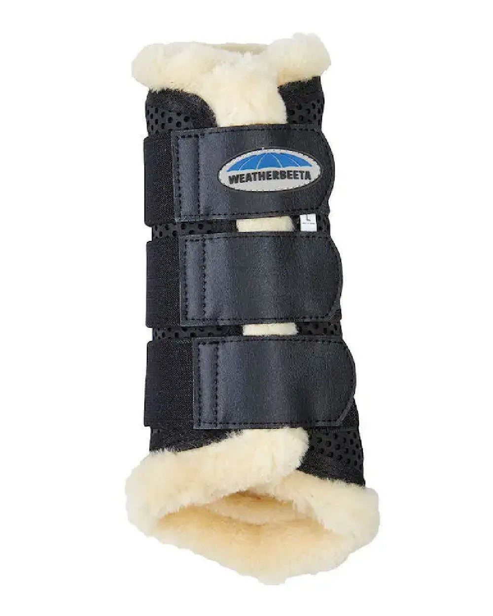 Black coloured WeatherBeeta Pure Wool Lined Exercise Boots on white background