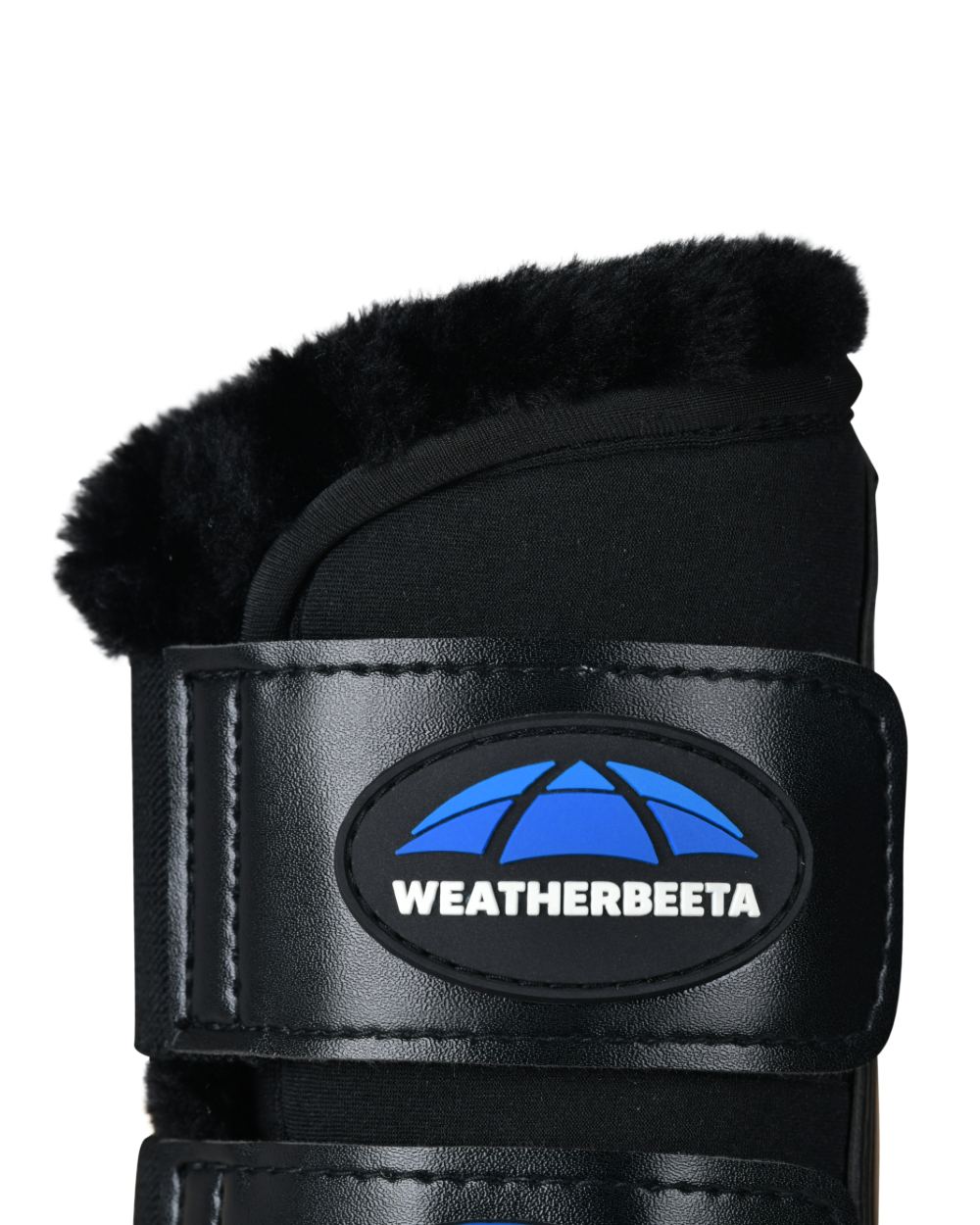Black Coloured WeatherBeeta Tough-Tec Comfy Fleece Brushing Boots on white background