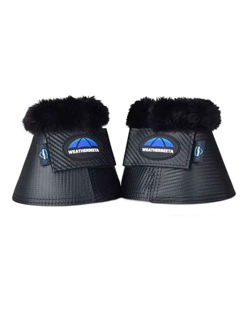 Black Coloured WeatherBeeta Tough-Tec Fleece Trim Bell Boots on white background