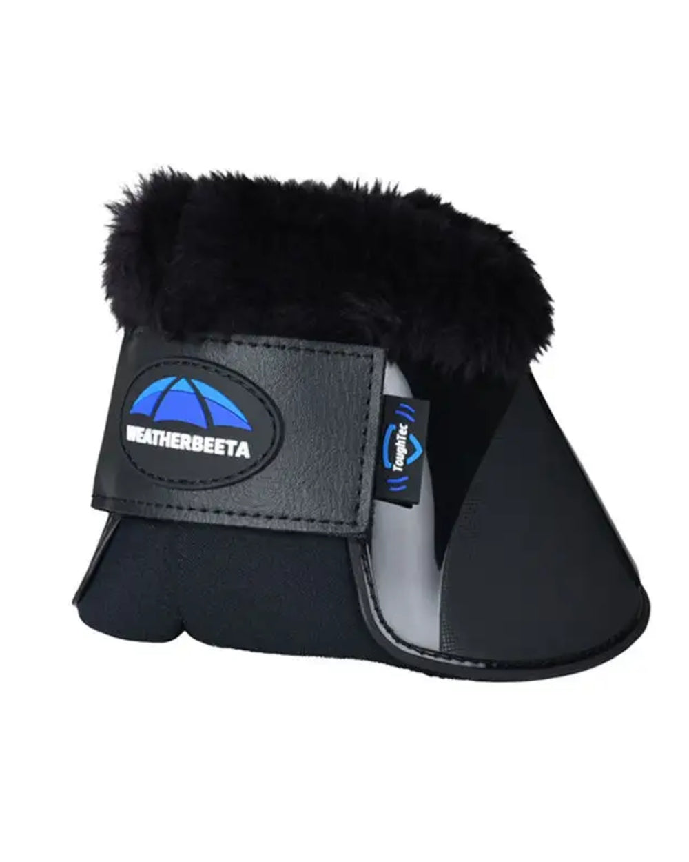 Black Coloured WeatherBeeta Tough-Tec Impact Fleece Trim Bell Boots on white background