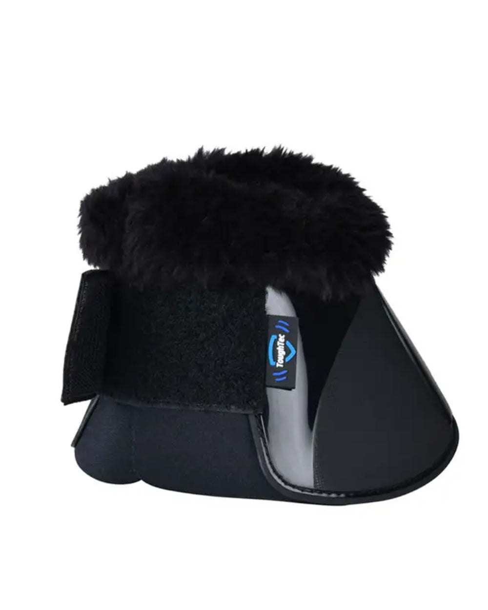 Black Coloured WeatherBeeta Tough-Tec Impact Fleece Trim Bell Boots on white background