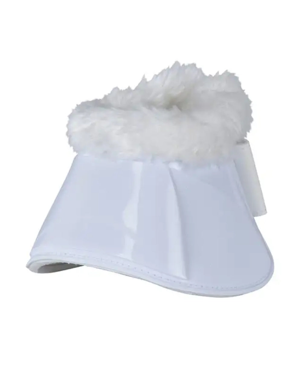 White Coloured WeatherBeeta Tough-Tec Impact Fleece Trim Bell Boots on white background