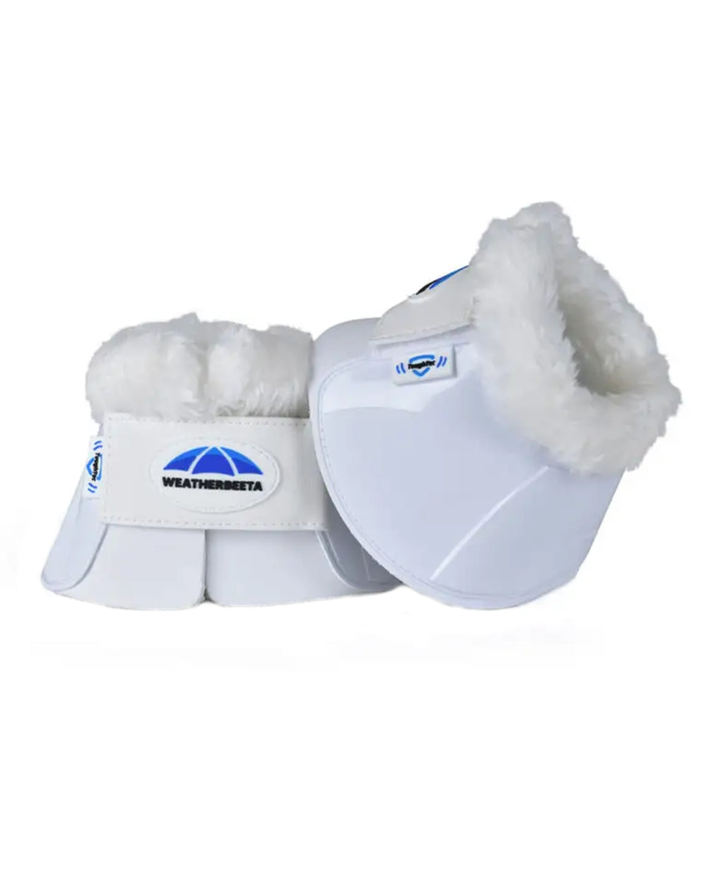 White Coloured WeatherBeeta Tough-Tec Impact Fleece Trim Bell Boots on white background