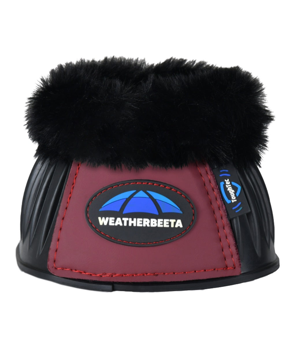 Black Burgundy Coloured WeatherBeeta Tough-Tec Prime Fleece Trim Rubber Bell Boots on white background