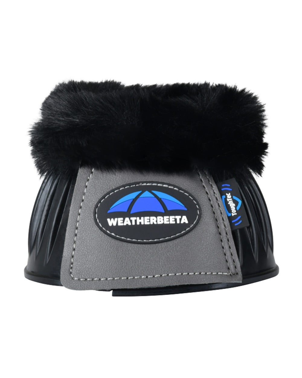 Black Grey Coloured WeatherBeeta Tough-Tec Prime Fleece Trim Rubber Bell Boots on white background