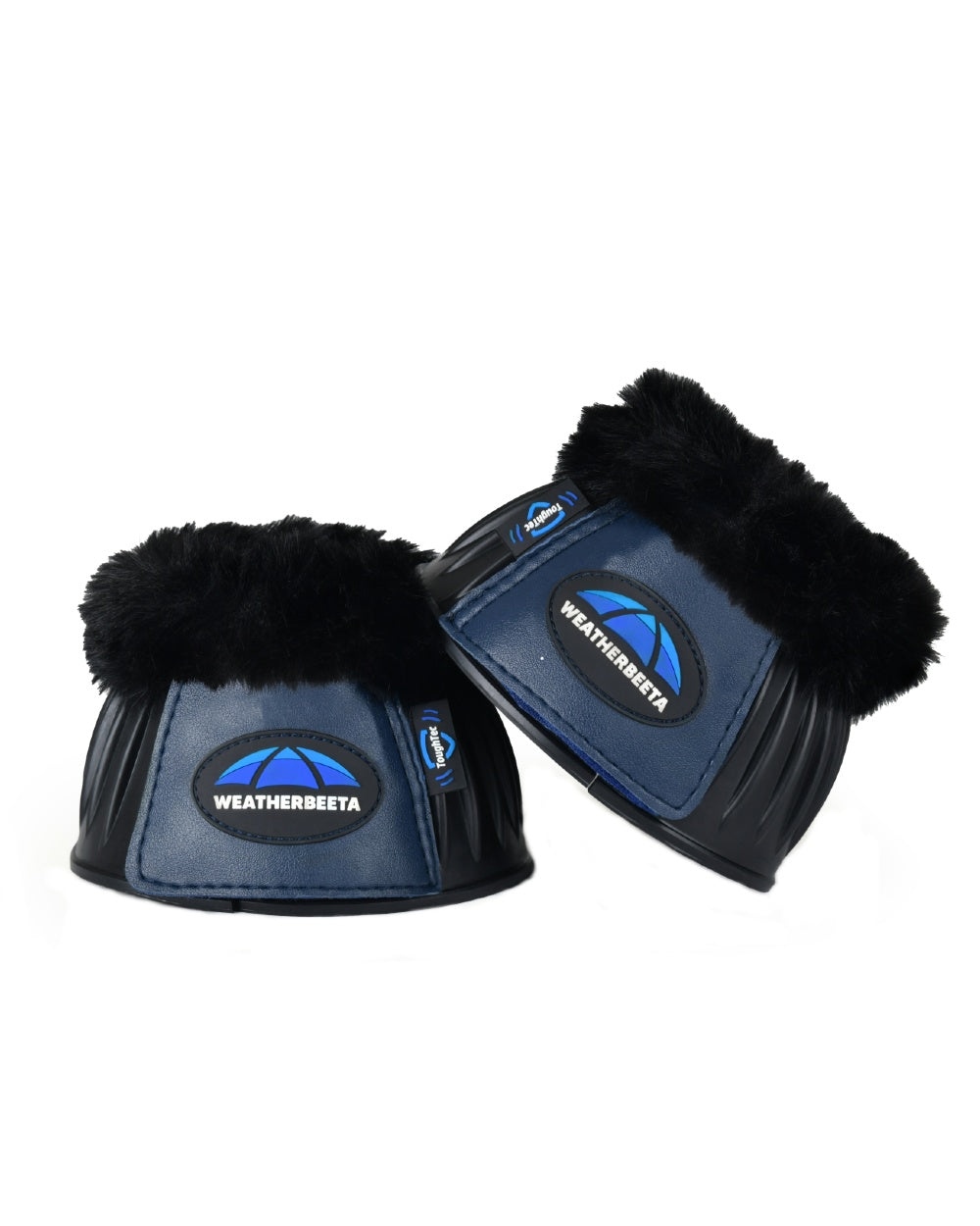 Black Navy Coloured WeatherBeeta Tough-Tec Prime Fleece Trim Rubber Bell Boots on white background