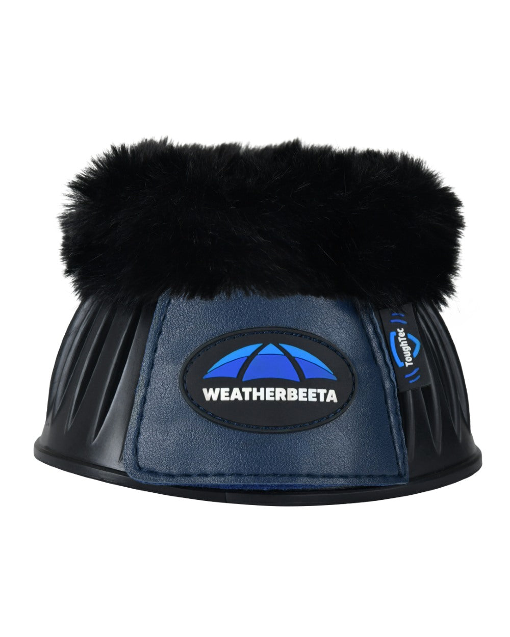 Black Navy Coloured WeatherBeeta Tough-Tec Prime Fleece Trim Rubber Bell Boots on white background
