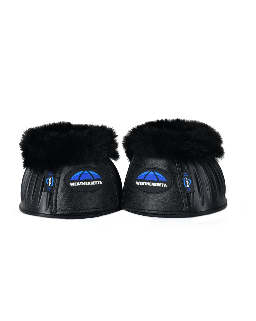 Black Coloured WeatherBeeta Tough-Tec Prime Fleece Trim Rubber Bell Boots on white background