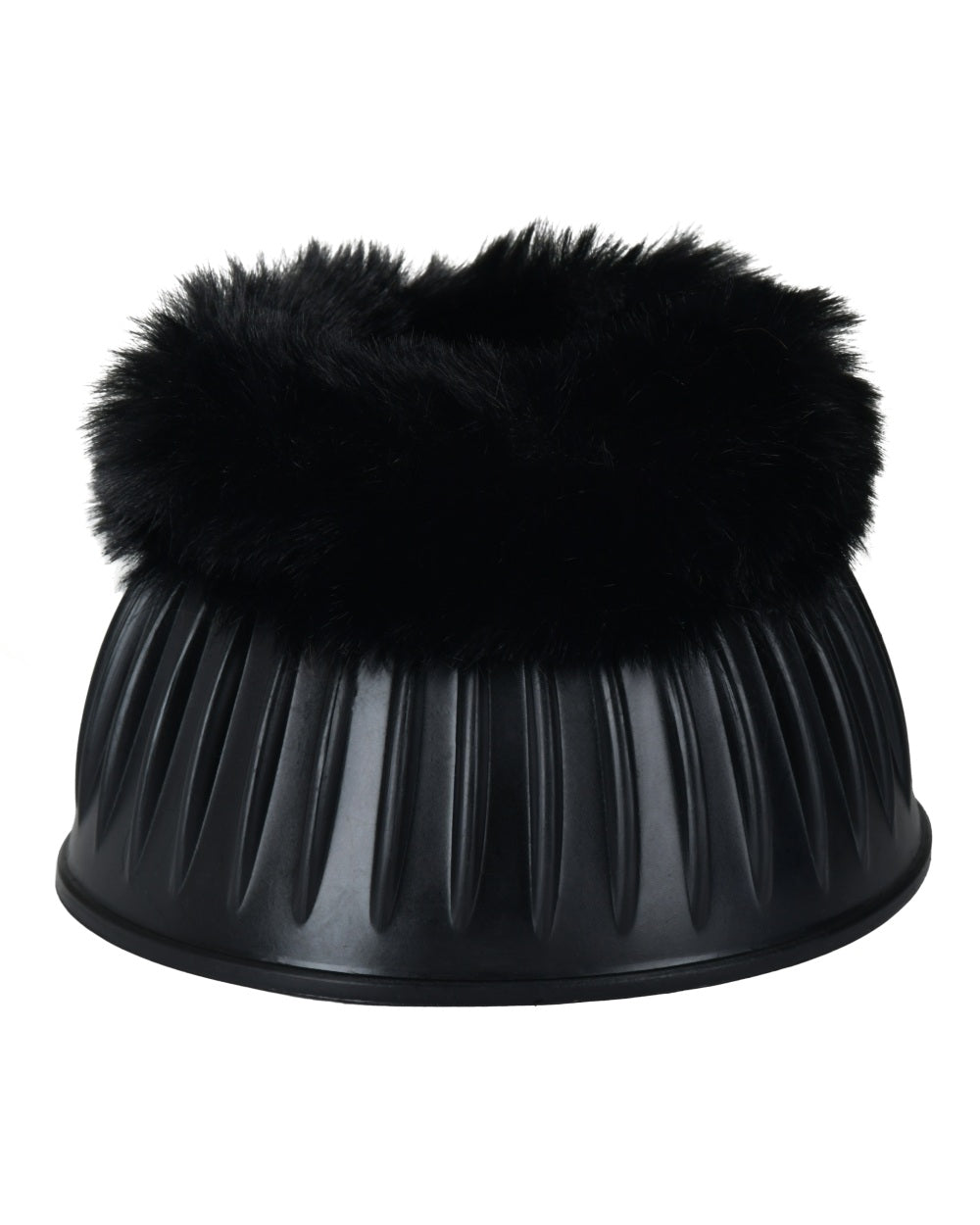 Black Coloured WeatherBeeta Tough-Tec Prime Fleece Trim Rubber Bell Boots on white background