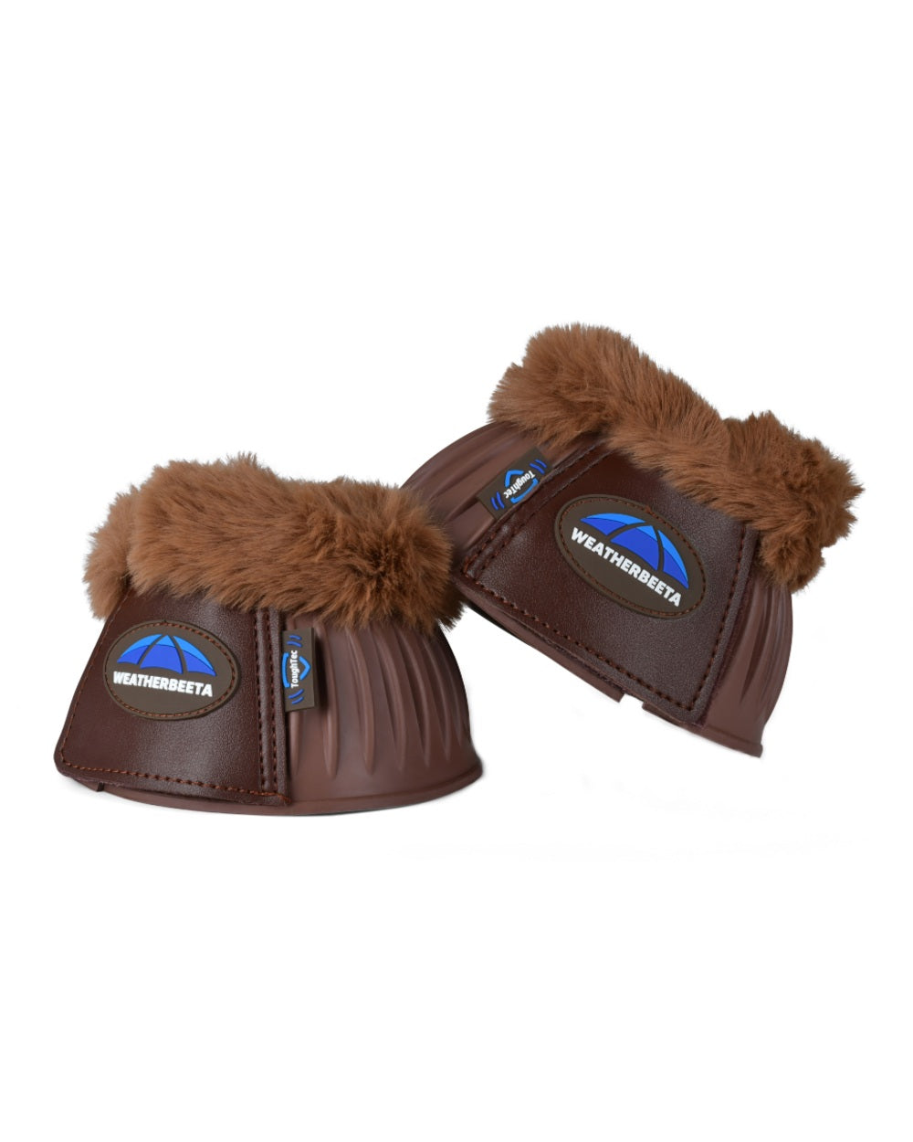 Brown Coloured WeatherBeeta Tough-Tec Prime Fleece Trim Rubber Bell Boots on white background