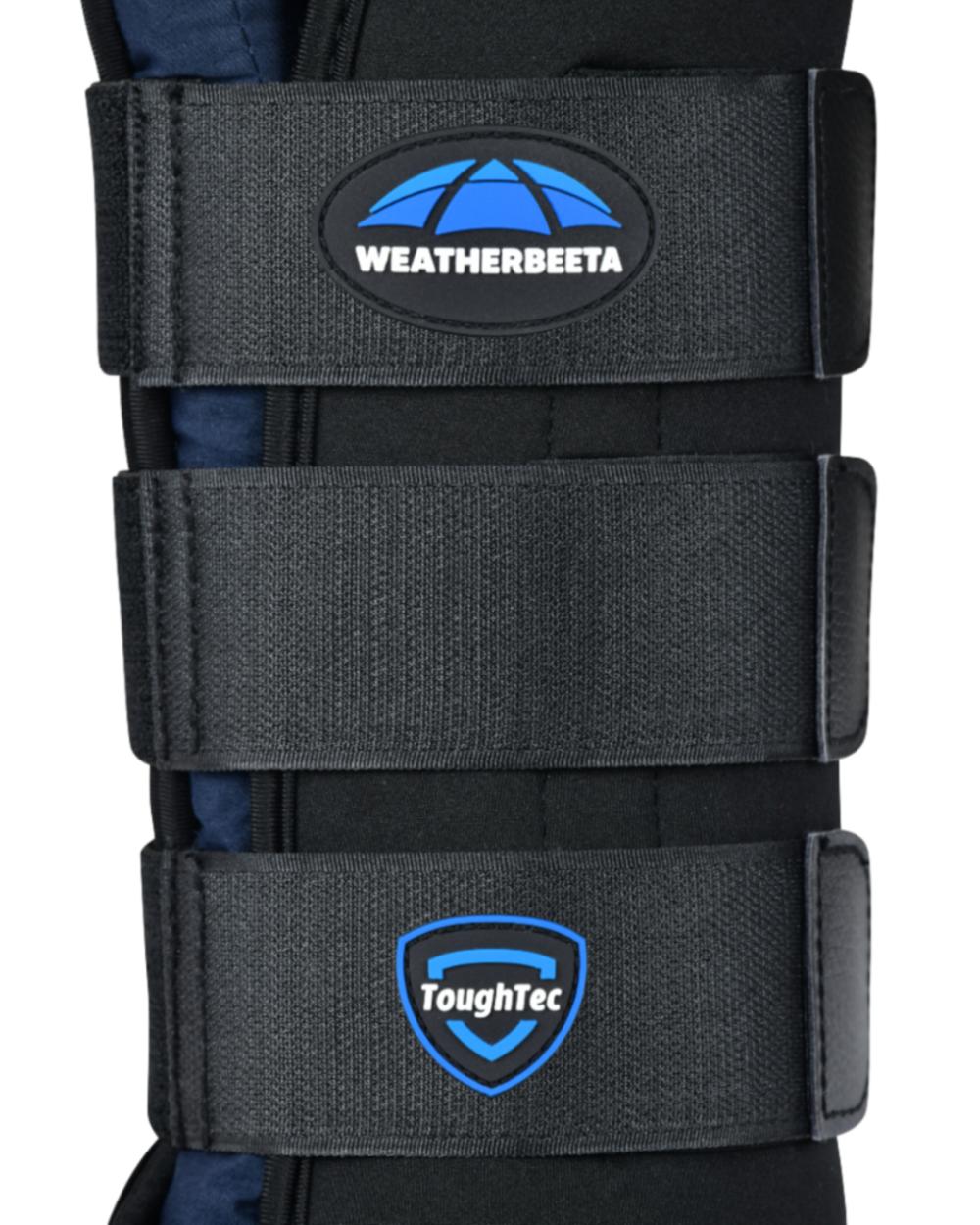 Black Navy Coloured WeatherBeeta Tough-Tec Stable Boot Wraps on white background