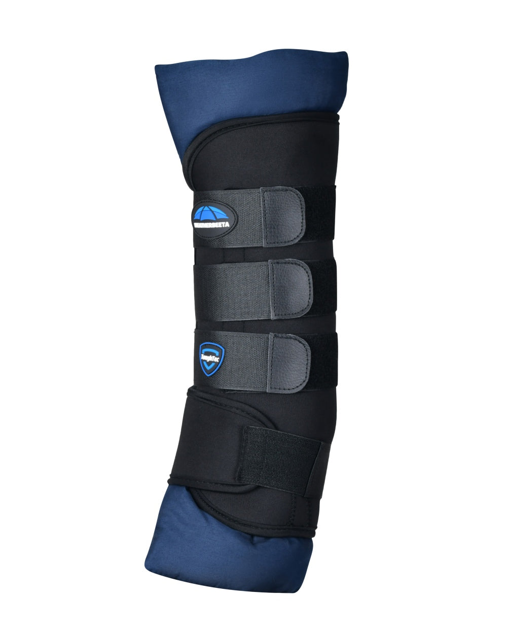Black Navy Coloured WeatherBeeta Tough-Tec Stable Boot Wraps on white background