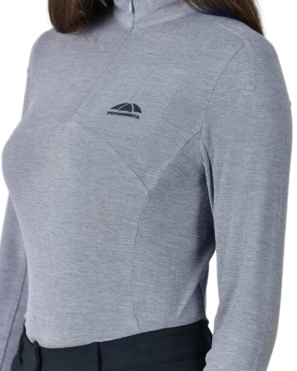 Navy coloured WeatherBeeta Womens 37.5 Lightweight Performance Long Sleeve Quarter Zip Top on white background