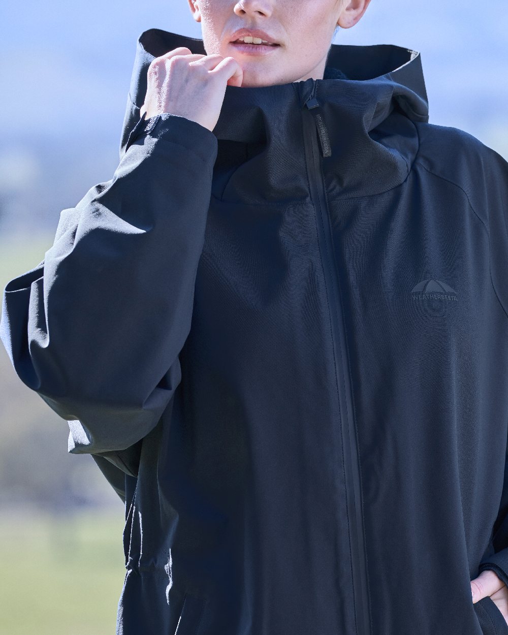 Navy Coloured WeatherBeeta Womens All Weather Field Jacket on outdoor background
