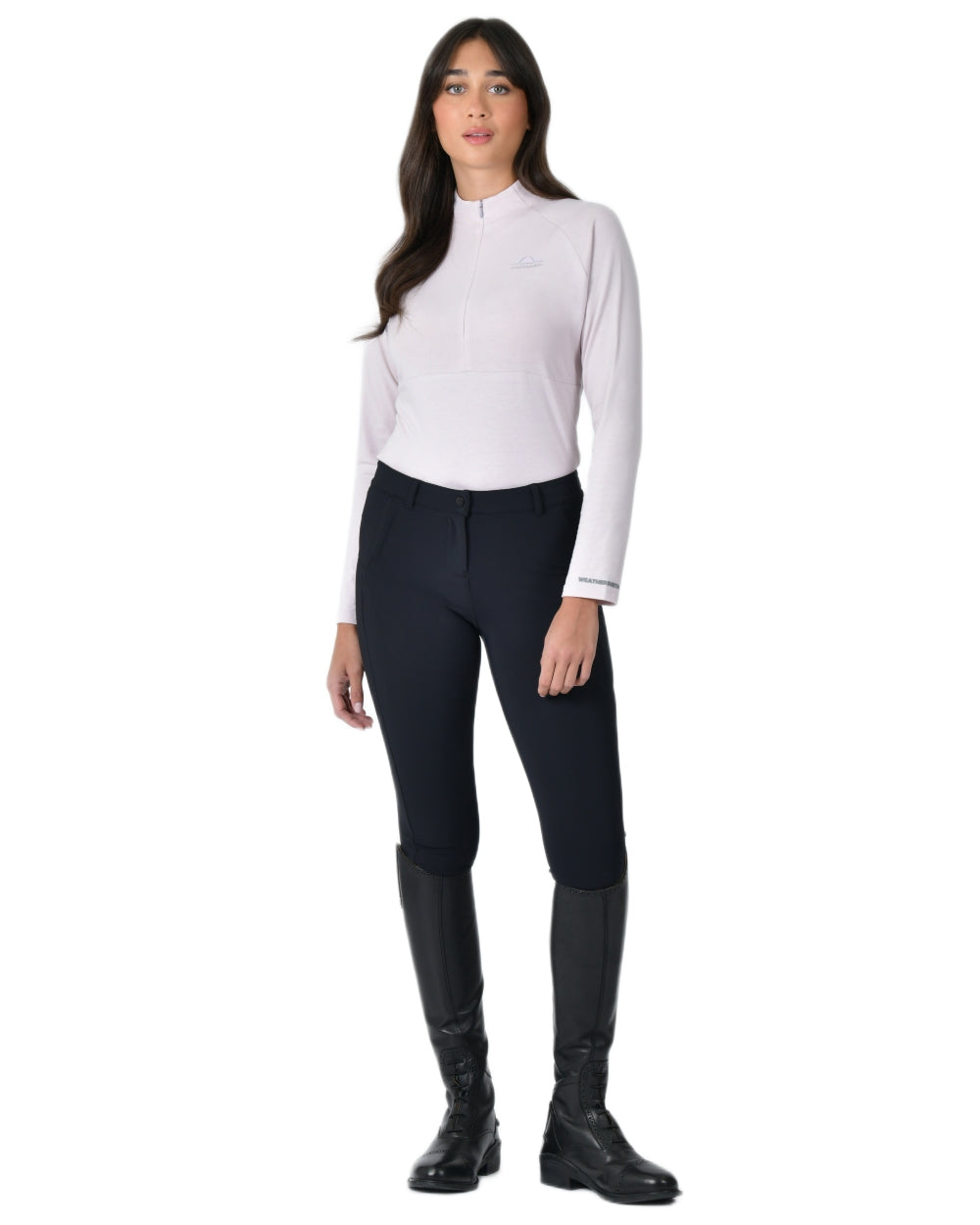 Lavender Mist coloured WeatherBeeta Womens Bamboo Long Sleeve Performance Base Layer on white background