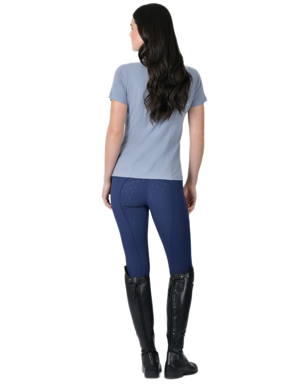 Bluestone coloured WeatherBeeta Womens Bamboo Short Sleeve Performance Base Layer on white background