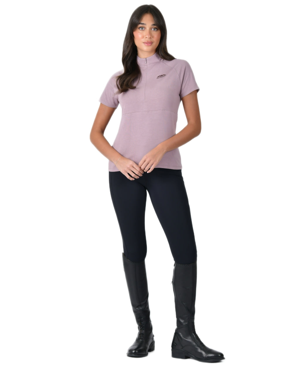 Burnished Lilac coloured WeatherBeeta Womens Bamboo Short Sleeve Performance Base Layer on white background