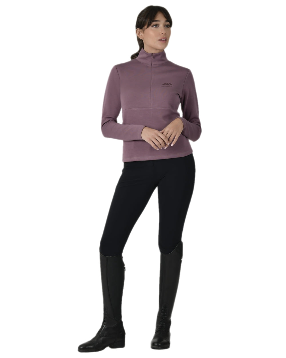 Mauve Wine Coloured WeatherBeeta Womens Copper Half Zip Long Sleeve Mid-Layer on white background