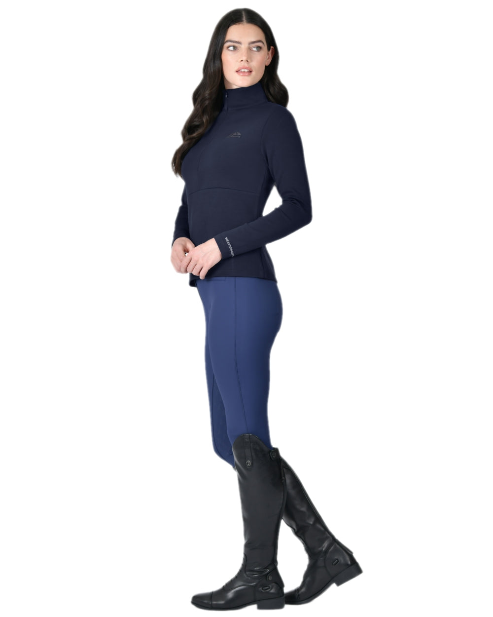 Navy Coloured WeatherBeeta Womens Copper Half Zip Long Sleeve Mid-Layer on white background