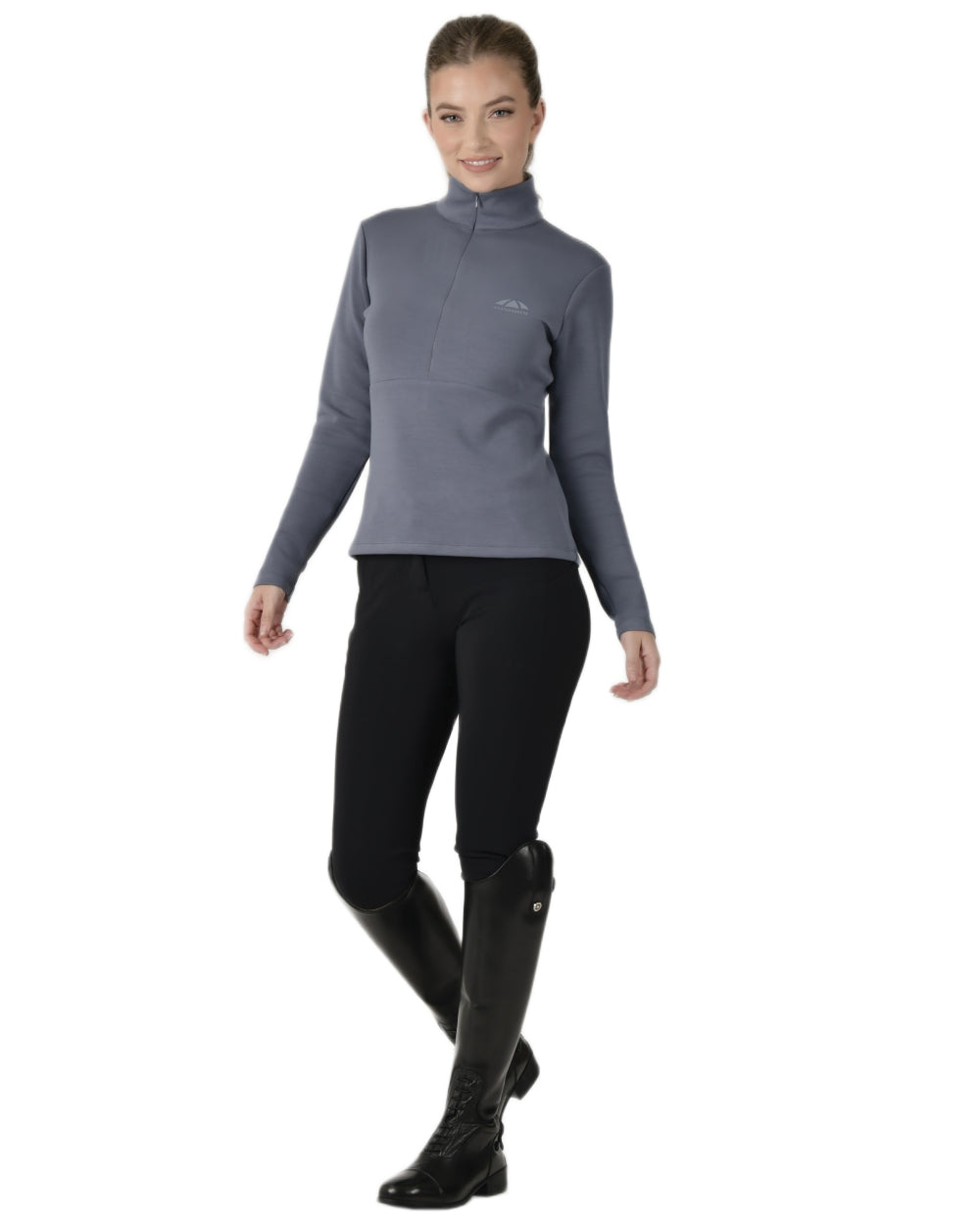 Slate Blue Coloured WeatherBeeta Womens Copper Half Zip Long Sleeve Mid-Layer on white background