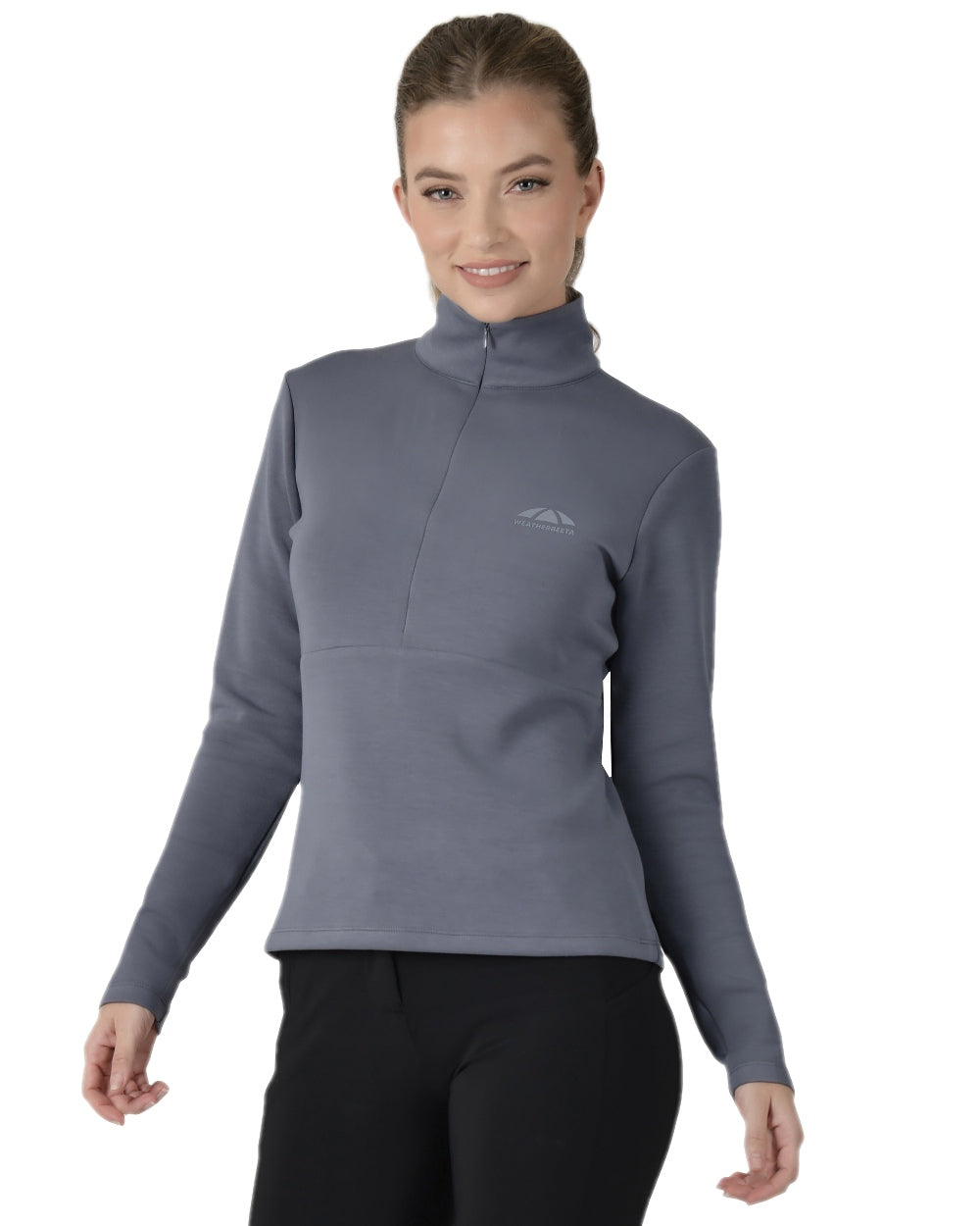 Slate Blue Coloured WeatherBeeta Womens Copper Half Zip Long Sleeve Mid-Layer on white background