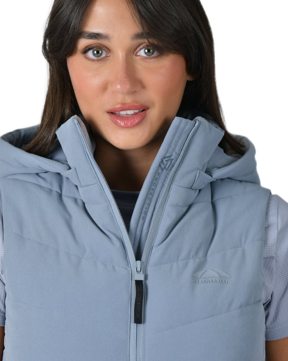 Bluestone Coloured WeatherBeeta Womens Insulated Vest on white background