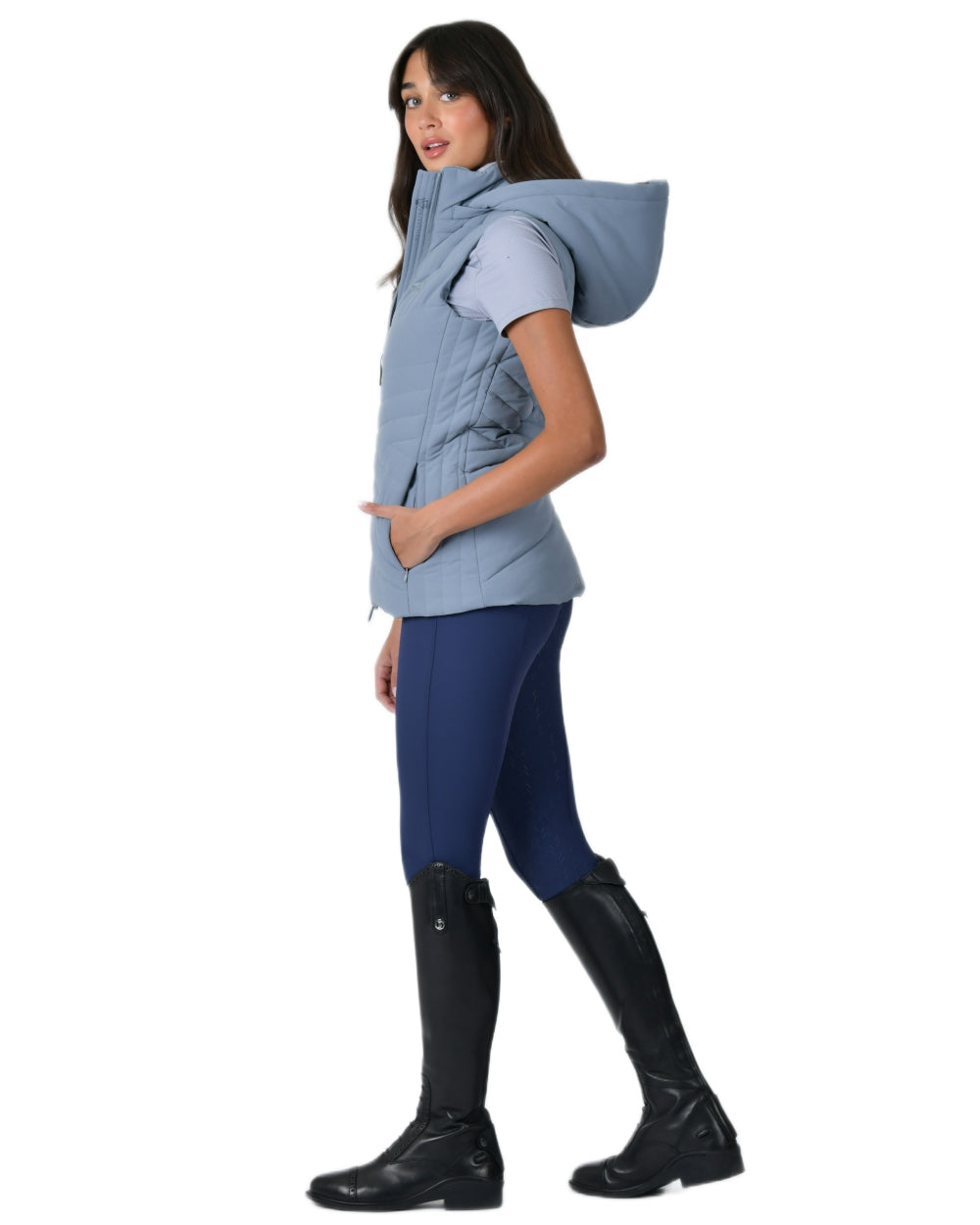 Bluestone Coloured WeatherBeeta Womens Insulated Vest on white background