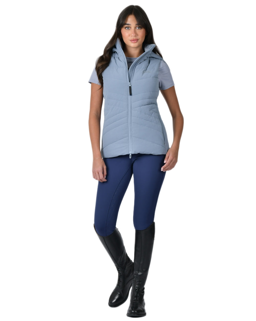 Bluestone Coloured WeatherBeeta Womens Insulated Vest on white background