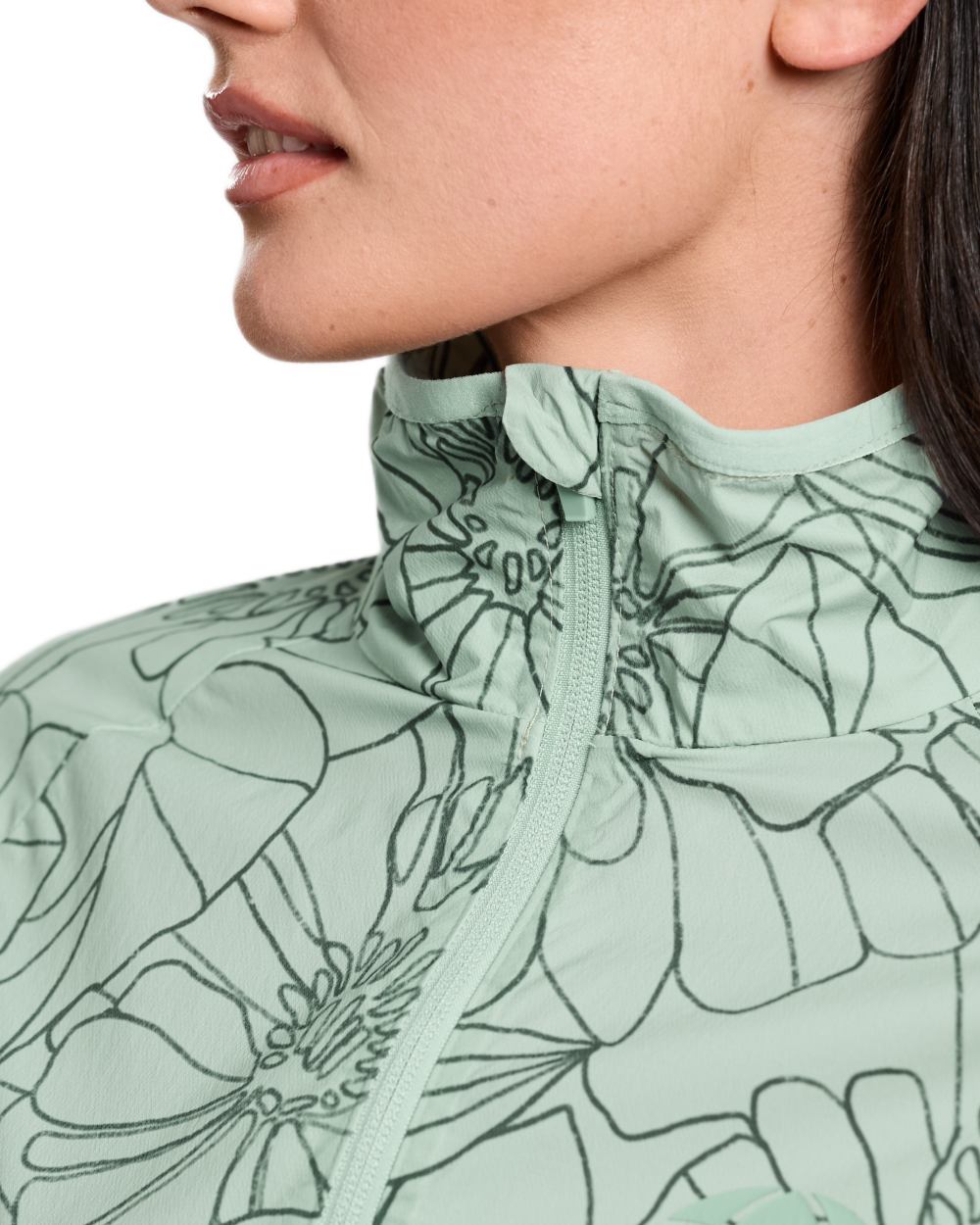 Soft Sage coloured WeatherBeeta Womens Lightweight UV Jacket on white background