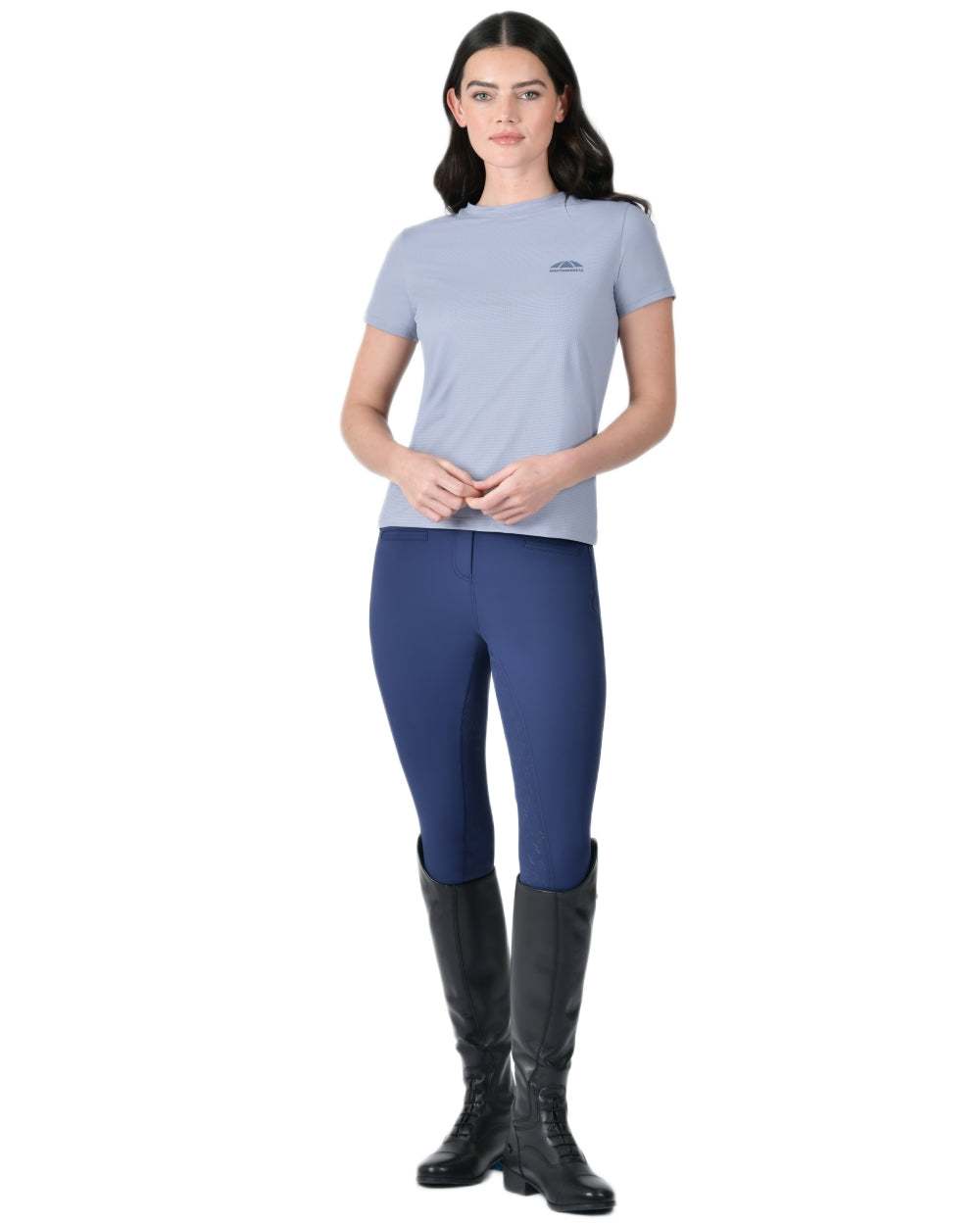 Blue Stone coloured WeatherBeeta Womens Relaxed UV Short Sleeve T-Shirt on white background