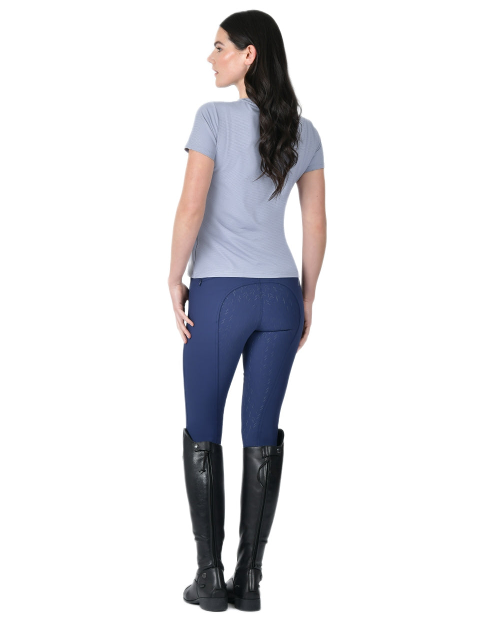 Blue Stone coloured WeatherBeeta Womens Relaxed UV Short Sleeve T-Shirt on white background