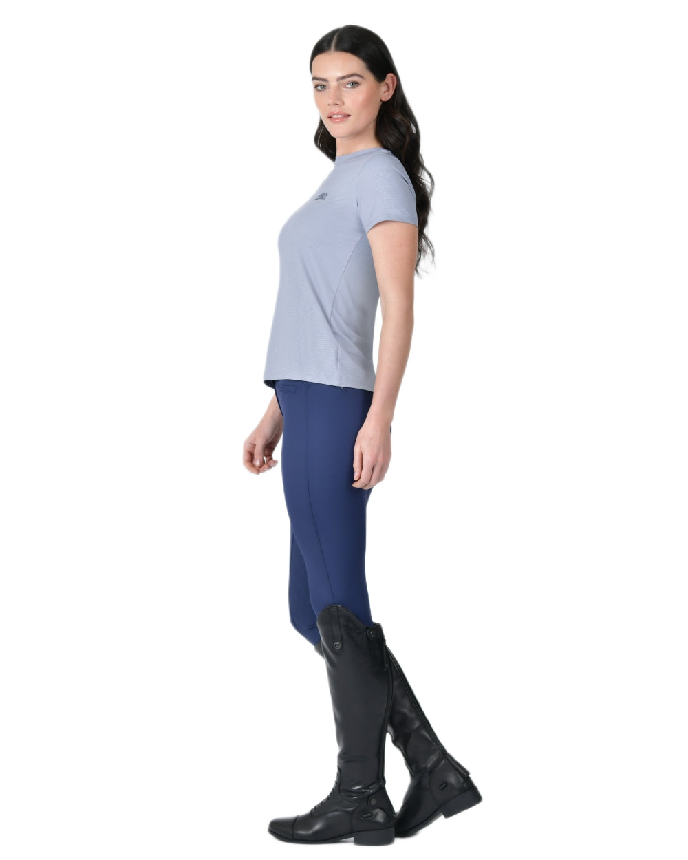 Blue Stone coloured WeatherBeeta Womens Relaxed UV Short Sleeve T-Shirt on white background